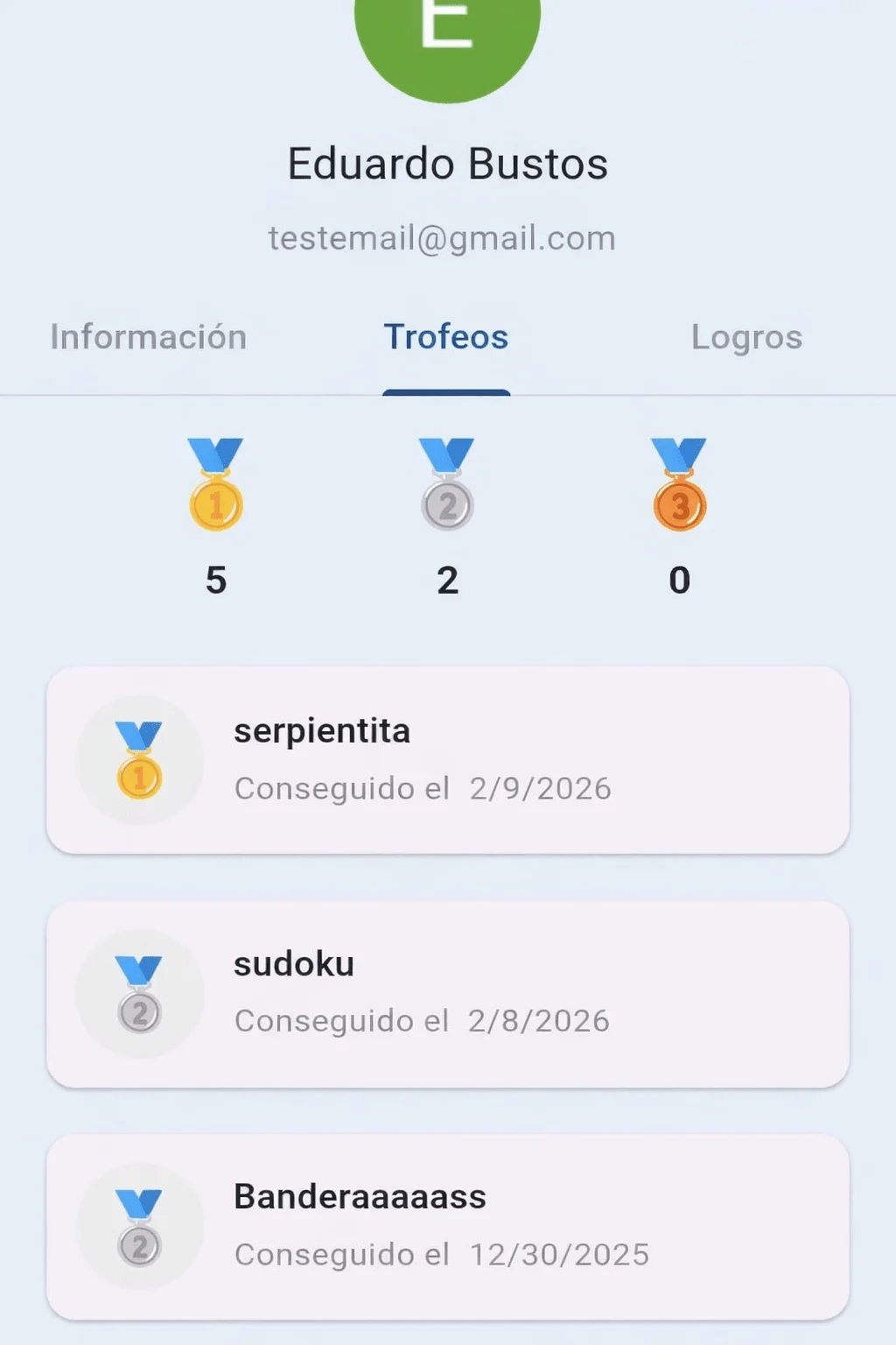 Trophées de compétition sur le profil